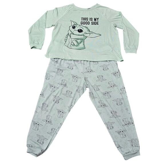 Star Wars Green Mandalorian The Child 2 Piece Pajama Set Soft PJ Top & Pants XL - Picture 2 of 11